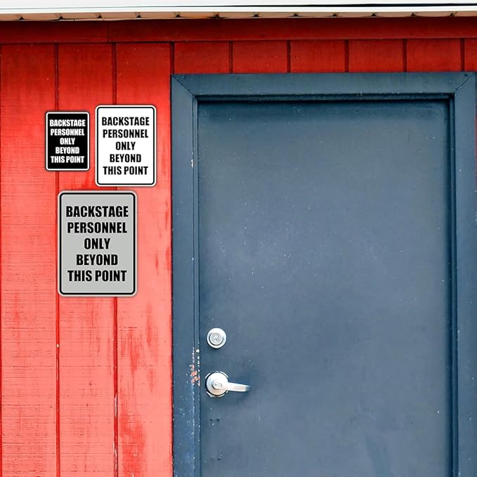Portrait Round Backstage Personnel Only Beyond This Point Door or Wall Sign Easy Installation | Music | Concert | Festivals Sign (Brushed Gold) - Large (10 Pack)