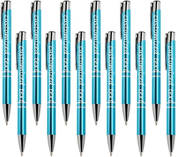 Yucold Customized ballpoint pens in bulk, personalized ballpoint pens with free engraving, for use in companies, enterprises, graduation anniversaries (Sky blue,26)