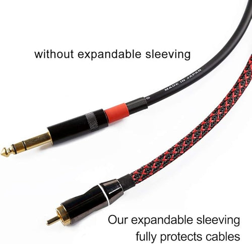 100ft - 1 inch PET Expandable Braided Sleeving – BlackRed – Alex Tech Braided Cable Sleeve