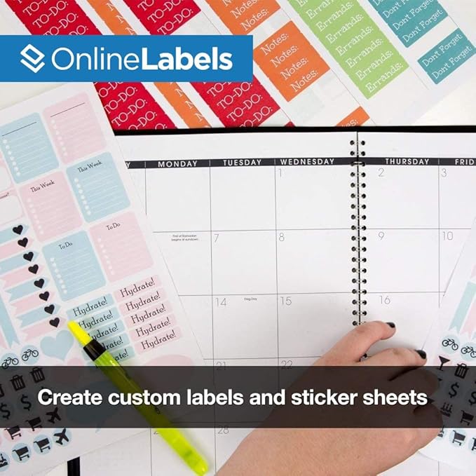 Sticker Paper, 500 Sheets, White Matte, 8.5" x 11" Full Sheet Label, Works with Inkjet and Laser Printer, Compatible with Electronic Cutting Machines, OL177WX, OnlineLabels