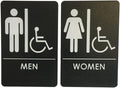 USA Made - Men's and Women's Restroom Signs ADA-Compliant Bathroom Door Signs for Offices, Businesses, and Restaurants, Black, Blue, Grey and Taupe/Tan Colors (Black Handicap)