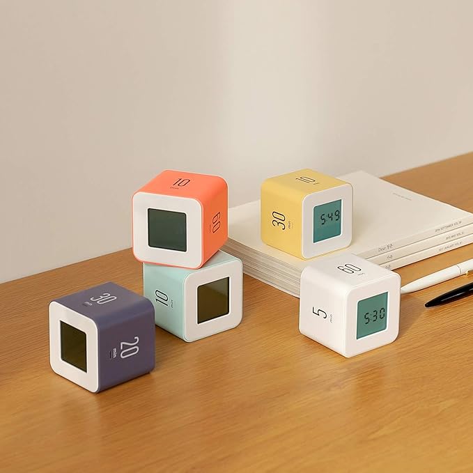 mooas Multi Cube Timer Clock (Mint) Rotating Flip Gravity Sensor Time Management Digital LED Clock & Timer 1, 3, 5, 10 min Setting ADHD Desk Office Productivity Kids Workout Kitchen