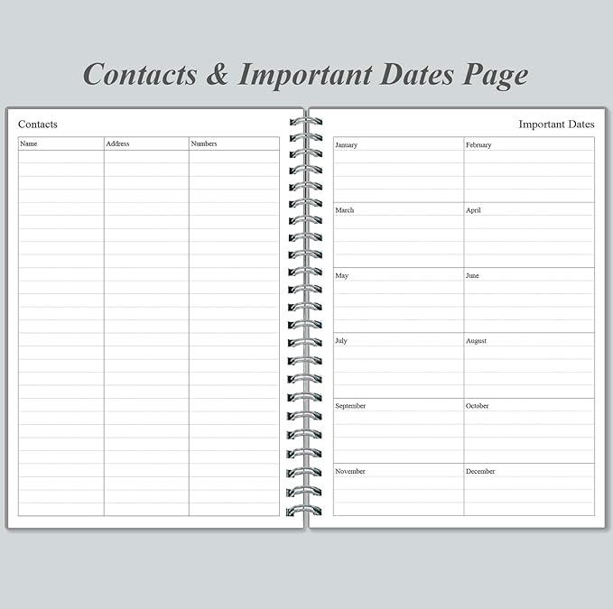 Daily Planner Undated - A5 To Do List Notebook Hourly Schedules, Spiral Appointment Planner for Women and Men, PVC Hardcover, Inner Pocket, Elastic Closure, 5.8" x 8.3", Grey