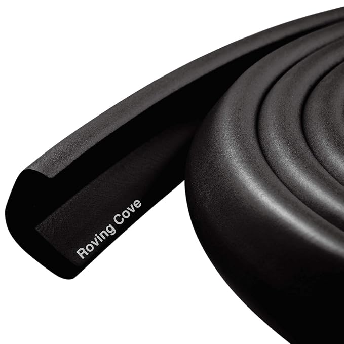 Roving Cove HeftyFit Edge Protector for Baby Proofing (6ft Large Edge Only), Heavy-Duty Soft Rubber Foam Furniture Edge Bumper Guards, Desk Edge Cushion, Wall Corner Covers, 3M Adhesive, Onyx Black