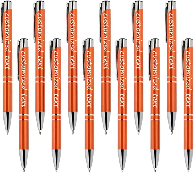 Yucold Customized ballpoint pens in bulk, personalized ballpoint pens with free engraving, for use in companies, enterprises, graduation anniversaries (Orange,26)