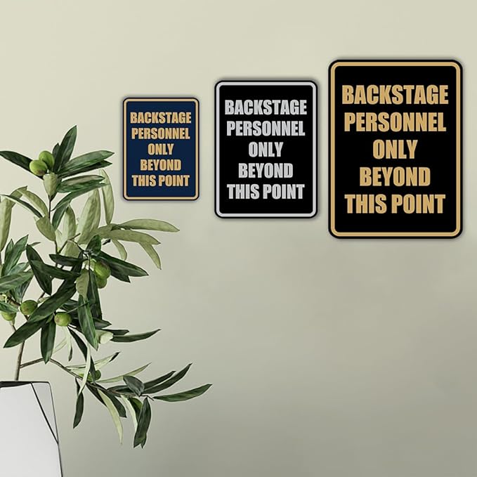 Portrait Round Backstage Personnel Only Beyond This Point Door or Wall Sign Easy Installation | Music | Concert | Festivals Sign (Blue) - Large