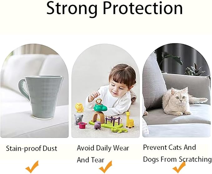 Chaexii Premium Polyester Sofa Arm Cover, Scratch Resistant Protector Covers, Washable, Elastic Armrest Covers for Square/Curved/Sloping Couch Armrests, 2Pcs (White)