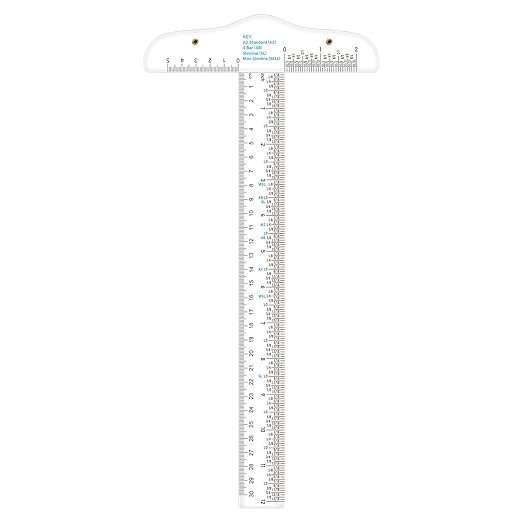 12" Clear Acrylic T-Square Ruler for Easy Reference While Crafting T-Square Ruler Hand Tool in Both Inches Metric Measurements Transparent Graduated T-Ruler Inch Metric T-Square Measuring Scale Ruler