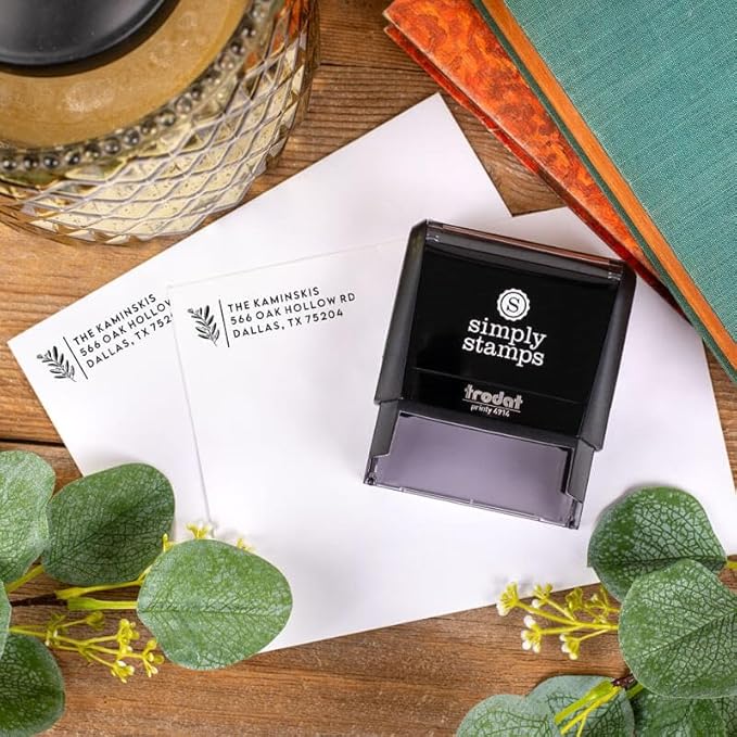 Custom Floral Address Stamp | Choose from 12 Designs | Multiple Ink Color Options | Envelope Return Address Stamp for Couple or Family (Design 2, Medium)