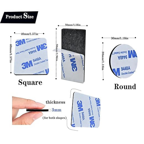 108 Pcs Double Sided Foam Tape,Heavy Duty 3mm Thickness Self-Adhesive Mounting Tape, Super-Sticky Black Strong Pads Include Square Round,Waterproof for Walls Door Wood Metals Glass Papers (Black)