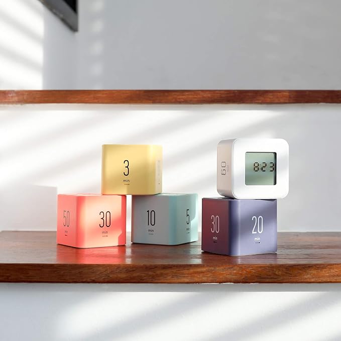 mooas Multi Cube Timer Clock (Mint) Rotating Flip Gravity Sensor Time Management Digital LED Clock & Timer 1, 3, 5, 10 min Setting ADHD Desk Office Productivity Kids Workout Kitchen