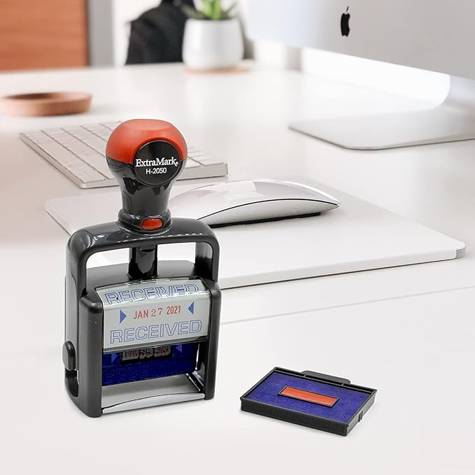 Heavy Duty Style Office Date Stamp with Scanned - Self Inking Dater - Style C - Black Ink Color