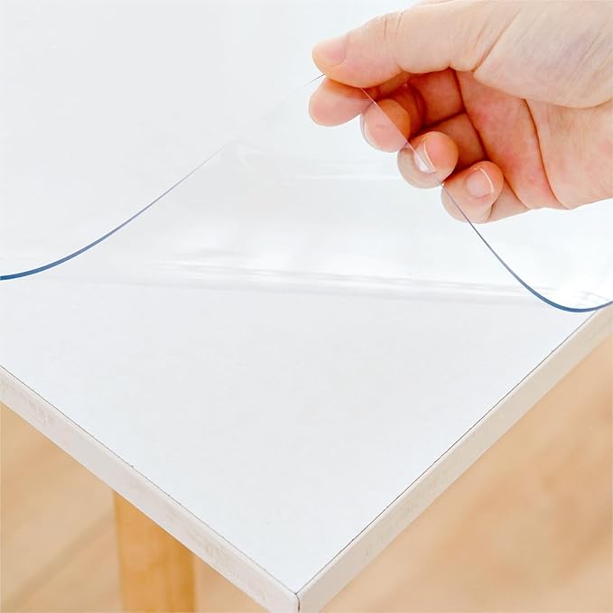 Eisdroma 28 x 64 Inch Clear Table Cover Protector, Clear Table Protector for Dining Room Table, 1.5mm Plastic Table Cover, Waterproof Table Pad for Kitchen, Office