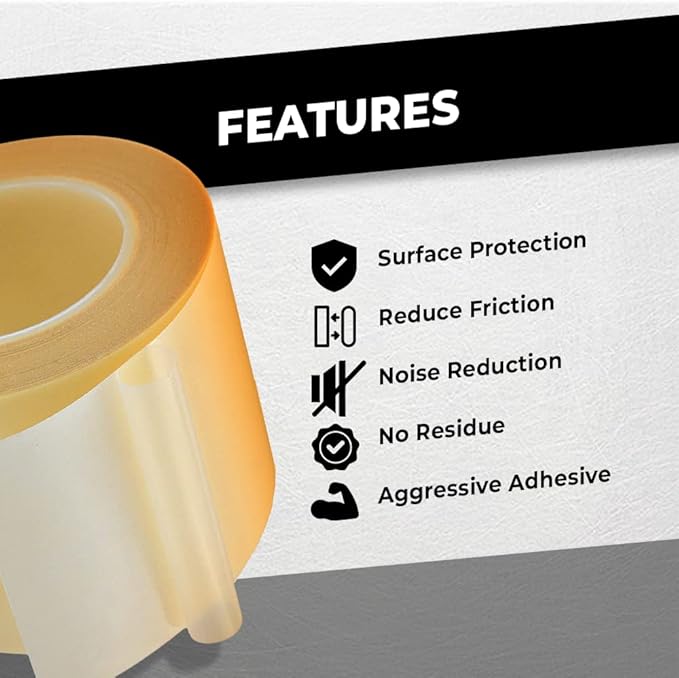 WOD SPT7A UHMW Polyethylene Transparent Film Slick Tape, 4 inch x 10 ft. Aggressive Adhesive - Ideal For Squeak Reduction, Drawers, and Bearings