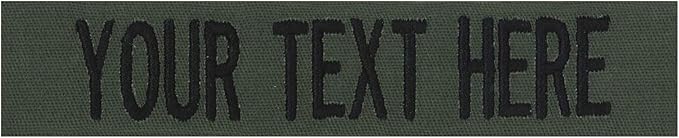 Custom Uniform Name Tapes Solid Colors. Olive Drab Fabric, 4 Inch Sew on