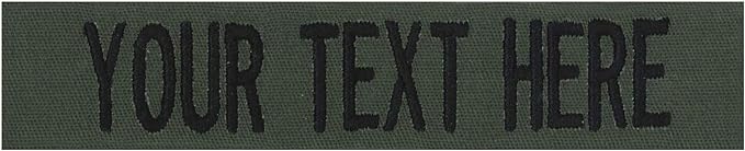 Custom Uniform Name Tapes Solid Colors. Olive Drab Fabric, 4 Inch Hook Fastener (Uniform Ready Fastener)