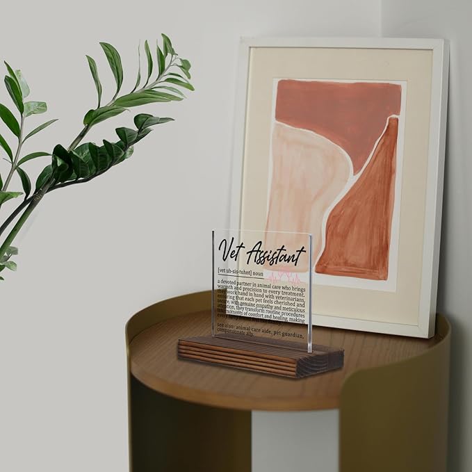 Vet Assistant Gifts, Thank You Appreciation Desk Sign for Veterinary Assistants, Animal Clinic Support Staff Office Decor, Pet Care Graduation Birthday Plaque PA025