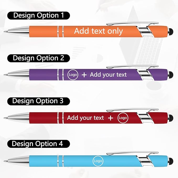 WYPAS Bulk Custom Pens - Personalized with Name, Engraved Text/Logo - Stylus Tip, Black Ink - Options for Corporate Gatherings, Events & Promotions (Green)