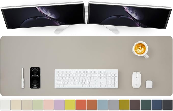 Large Desk Mat - 47.2"x 17" Non-Slip PU Desk Pad for Office and Home - Ideal for Large Mouse Pad and Desk Mats on Top of Desks(Light Gray)