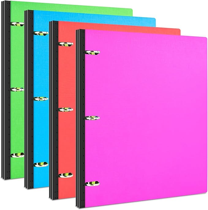 INFUN Telescoping 3 Ring Binder - 4PCS, Portable Plastic 3 Ring Binder with Telescoping Spine, Binders with Foldable Front Cover Holds 8.5"x11" Paper for School, Office, Homes