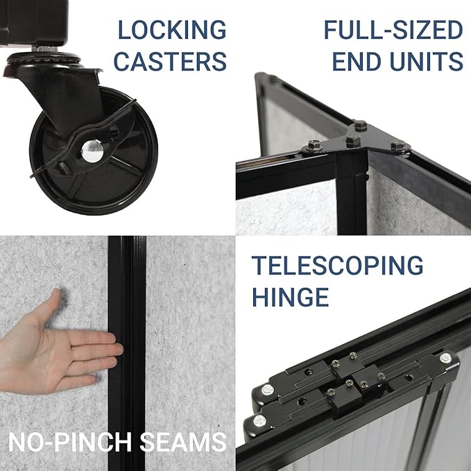 Versare Straightwall Sliding Portable Wall Partition | Freestanding Office Dividers | Locking Wheels | Temporary Room Separator | 15'6'' Wide x 4' Tall Red Fabric Panels