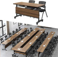 Folding Conference Table,Large Conference Room Table for 12 People,Flip Top Mobile Training Tables,Rolling Meeting Table with Caster Wheels,Foldable Seminar Meeting Room Tables for Office(4 55.1in)