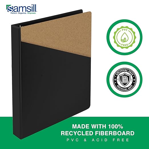 Samsill 0.5 Inch 3 Ring Binders, Made in USA, Economy Round Ring, Clear View Cover, 100 Sheet Capacity - for School, Home, Office - Black, 24 Pack