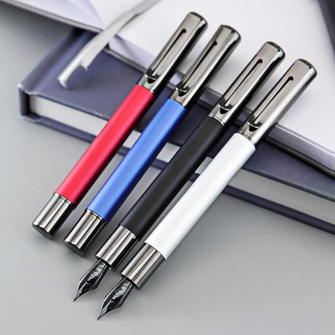 Monteverde USA Ritma Fountain Pen in Silver – Stub Nib, Calligraphy JoWo Stainless Steel, Refillable Ink Cartridge/Converter – Perfect for Artists & Calligraphers