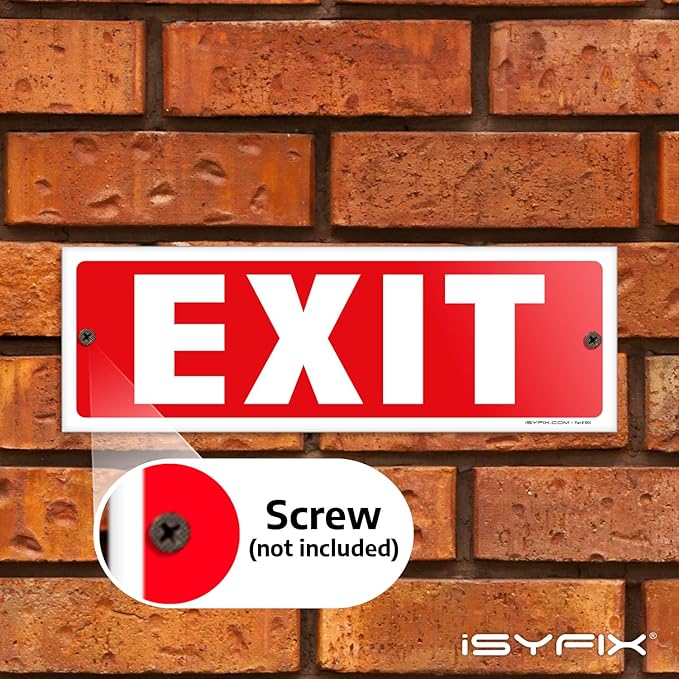 iSYFIX Exit Sign – 12 Pack 12x4 Inch – 40 mil Thick Polystyrene Plastic Sign, Laminated UV, Scratch & Fade Resistance, Waterproof, Indoor & Outdoor, Exit Signs for Exterior.