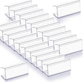 Weysat 100 Pcs Wood Shelf Label Holders Clear Plastic Price Tag 2.4 in L x 1 in H for Bookshelf Shelves, Wood Shelf Sign and Ticket Holder, Clips On to Shelves 3/4" to 1" Thick