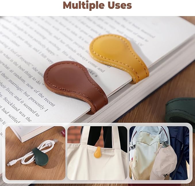 Personalized Magnetic Leather Bookmark, 26 Letters Custom Leather Bookmarks, Handmade, Leather Magnetic Bookmark for Book Lovers Readers Women Kid(Black，F）