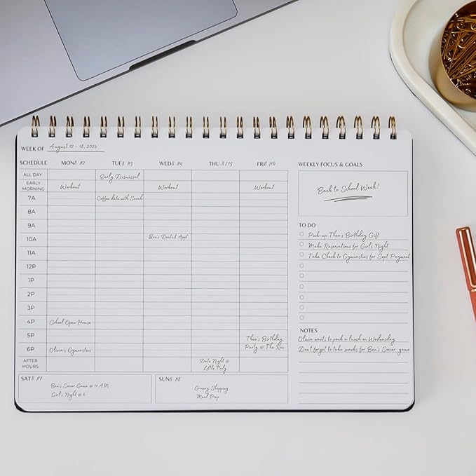 Merely Home Undated Weekly Business Planner | 8.25” x 11.75” ADHD Organizer | Premium Multi-Layout Schedule | Navy | Landscape Layout