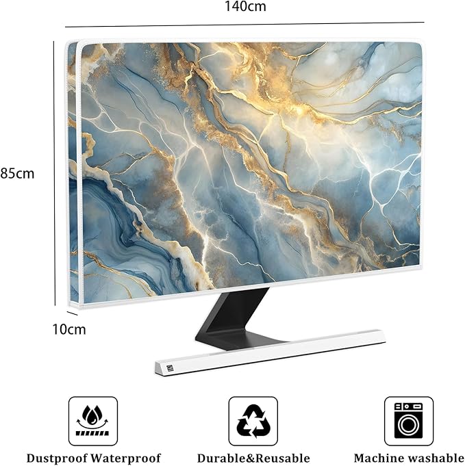 Baocicco Gold Blue Waterproof Screen TV Cover 58, 59, 60 Inch Modern Full Body Covers for Television Screen Panel Case TV Sleeve Compatible with Television LCD LED PC, Desktop and Home TV