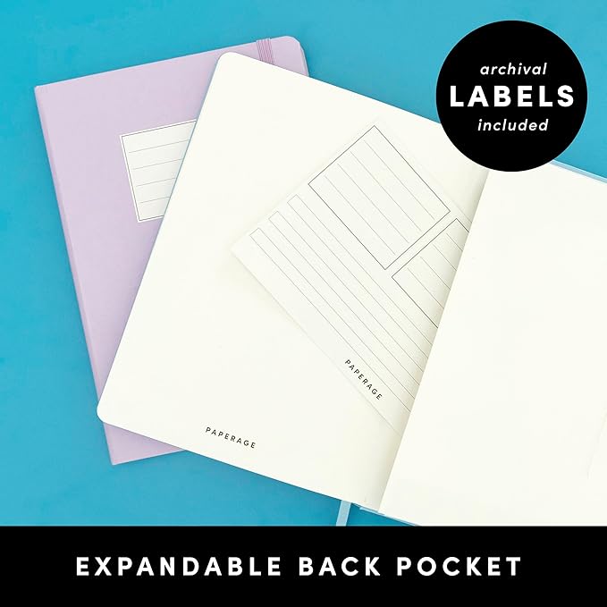 PAPERAGE Lined Journal Notebook, (Lavender), 160 Pages, Medium 5.6 in x 8 in - 100 GSM Thick Paper – Hardcover Journaling Notebook for Work, School & Note Taking