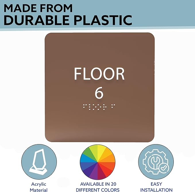 Royal ADA Floor 6 Sign with Braille – Made from Durable Acrylic and Ready to Mount