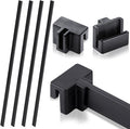 Epakh 4-Piece PVC Black Hanging File Folder Rails with 8 Clips, 1 x 0.75 x 0.75 Inches (Hooks), 15.75 x 0.59 x 0.13 Inches (Rails), Office, Home Use
