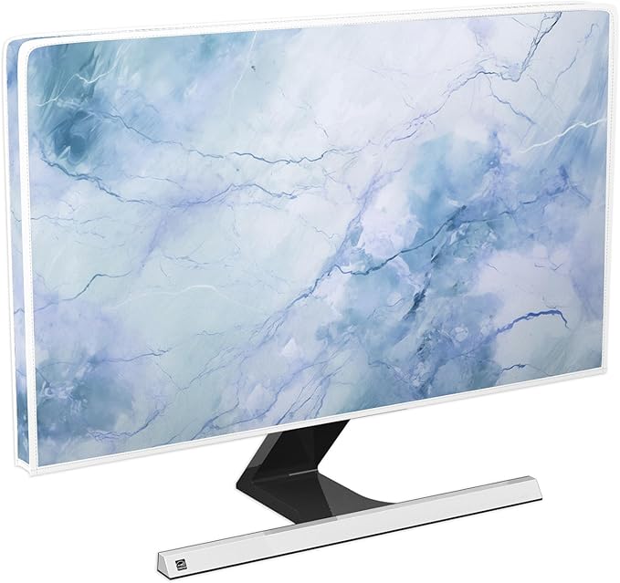 Baocicco Fashion Haze Blue Marble Screen TV Cover Cover 58, 59, 60 Inch Waterproof Full Body Covers for TV Display Screen Weatherproof Television Sleeve Compatible with Television LED LCD OLED TV