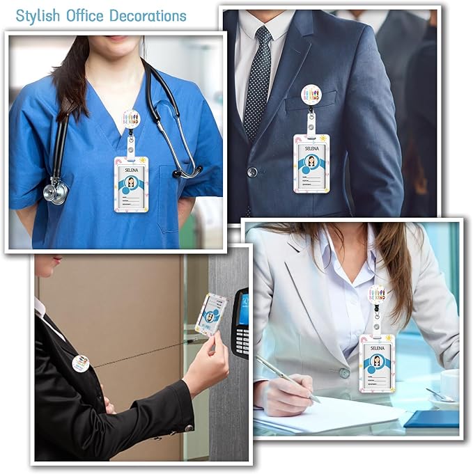 ID Badge Holder with Lanyard, Retractable Badge Holders Reels, Breakaway Lanyards Keychain, Cute ID Holders for Women Teacher Nurse Nursing Doctor Student