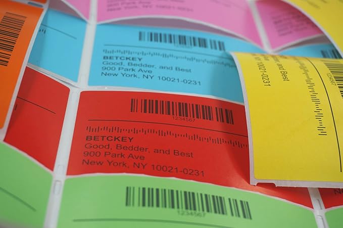 BETCKEY - 1.25" x 1" UPC Barcode & Address Labels Compatible with Zebra & Rollo Label Printer,Premium Adhesive & Perforated[Light Blue, 6 Rolls, 8280 Labels]