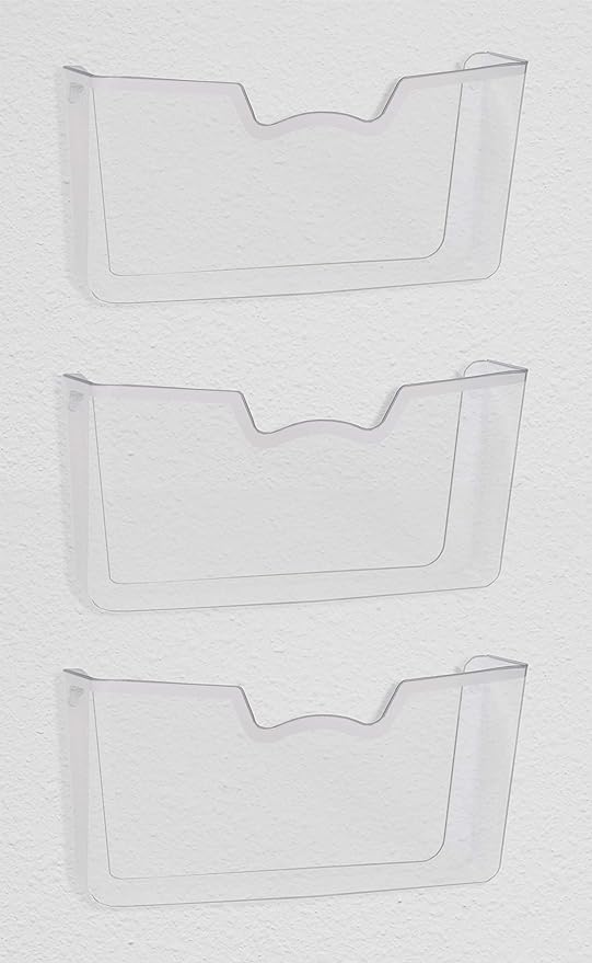 Simple Houseware Clear Single Pocket Wall Mount for Hanging File Holder, 3 Packs