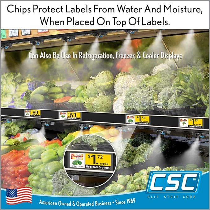 Clip Strip Corp. Price/Data Channel Label Holder Chips, Clear Plastic Tags, 3.5" L x 1.25" H, 7.5 Mil Thick, Gondola Shelf Edge, Reusable, Made for Point of Purchase Shelf Molding (1000)
