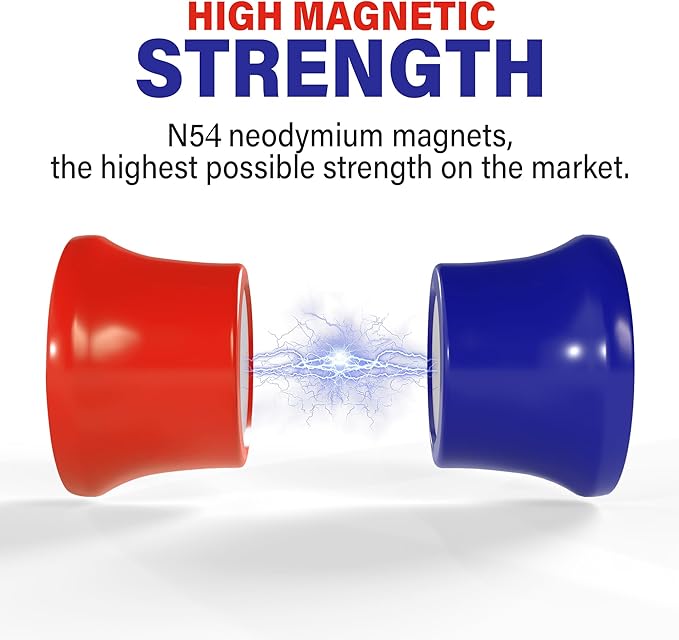 Strong Magnets for Whiteboard, Glassboard and Fridge (Black, 8 Pack, Small). N54 Neodymium Rare Earth Heavy Duty Magnets for Home and Office Supplies.
