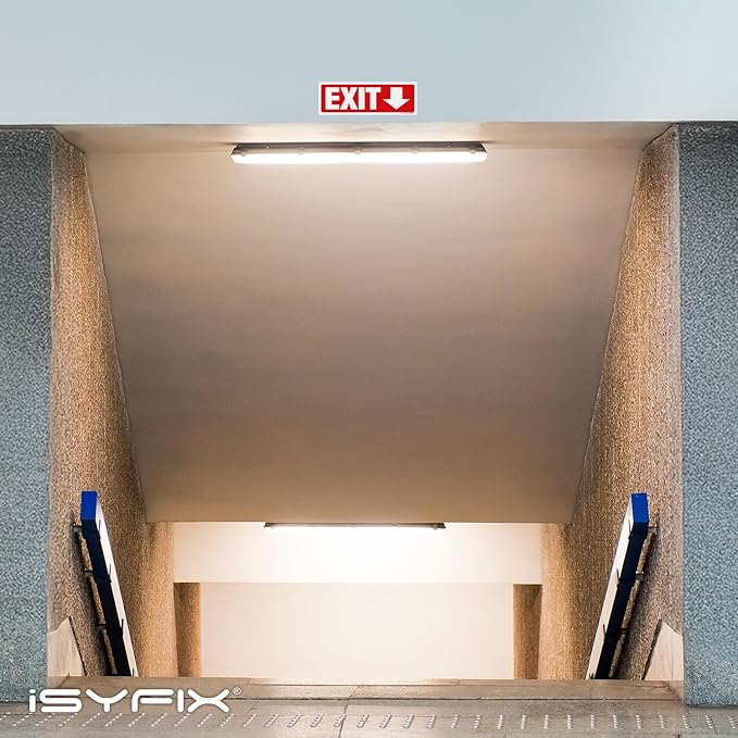 iSYFIX Exit Signs - 2 Pack 12x4 Inch Directional Down Arrow Signs, 40 mil Polystyrene Plastic, UV Laminated, Scratch & Fade Resistant, Waterproof - Ideal for Office, Theater, School, Business