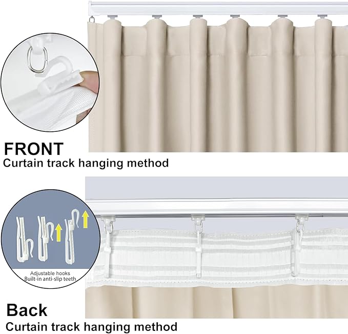 Cbsroro Room Divider Blackout Curtain Track Curtains Wall Dividers Panels Screen for Living Rooms Bedroom Office Privacy Partition Separation, W120 × L84 Inch,1 Panel, Beige