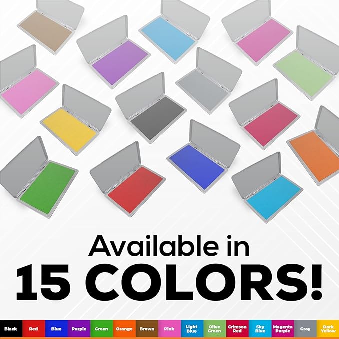Metal Case Stamp Pad Large Size, Sky Blue Color - Size: 3" x 6" - Choose from 15 Ink Colors