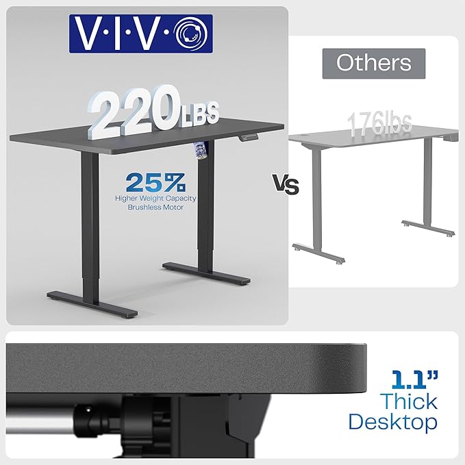 VIVO Electric 60 x 24 in Rustic Standing Desk, Memory Height Adjustment, 1B Series, Holds 220 lbs, One-Piece Vintage Brown Top, Black Frame, DESK-KIT-1B6N