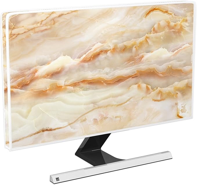 Baocicco Abstract Computer Monitor Cover with Marble Design Aesthetic Laptop Computer Cover for Xmas Home Office Decoration Anti-Static Dustproof Protective Covers for LCD/LED/HD 22, 23, 24, 25 Inch