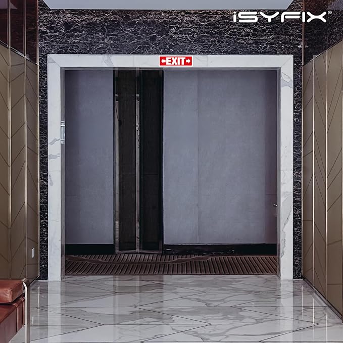 iSYFIX Exit Signs - 6 Pack 12x4 Inch Directional Right & Left Arrow Signs, 40 mil Polystyrene Plastic, UV Laminated, Scratch & Fade Resistant, Waterproof - Ideal for Office, Theater, School, Business