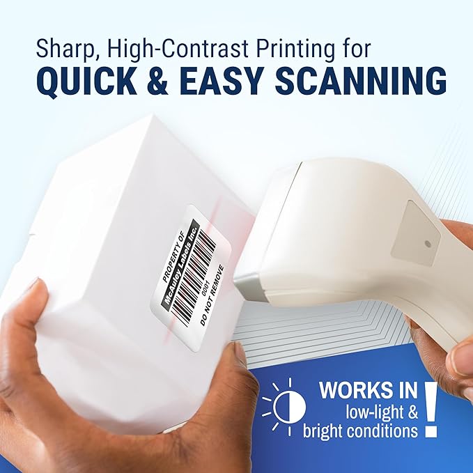 McAuley Labels Custom Asset Tags for Equipment – Numbered, Permanent, Adhesive, Metalized Silver Polyester - Barcode Label - 1.5x0.75 Inches
