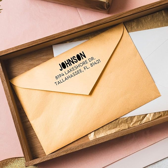 Self Inking Modern Address Stamps | Custom Return Address Stamper (Colorblock, Xtra Wide)